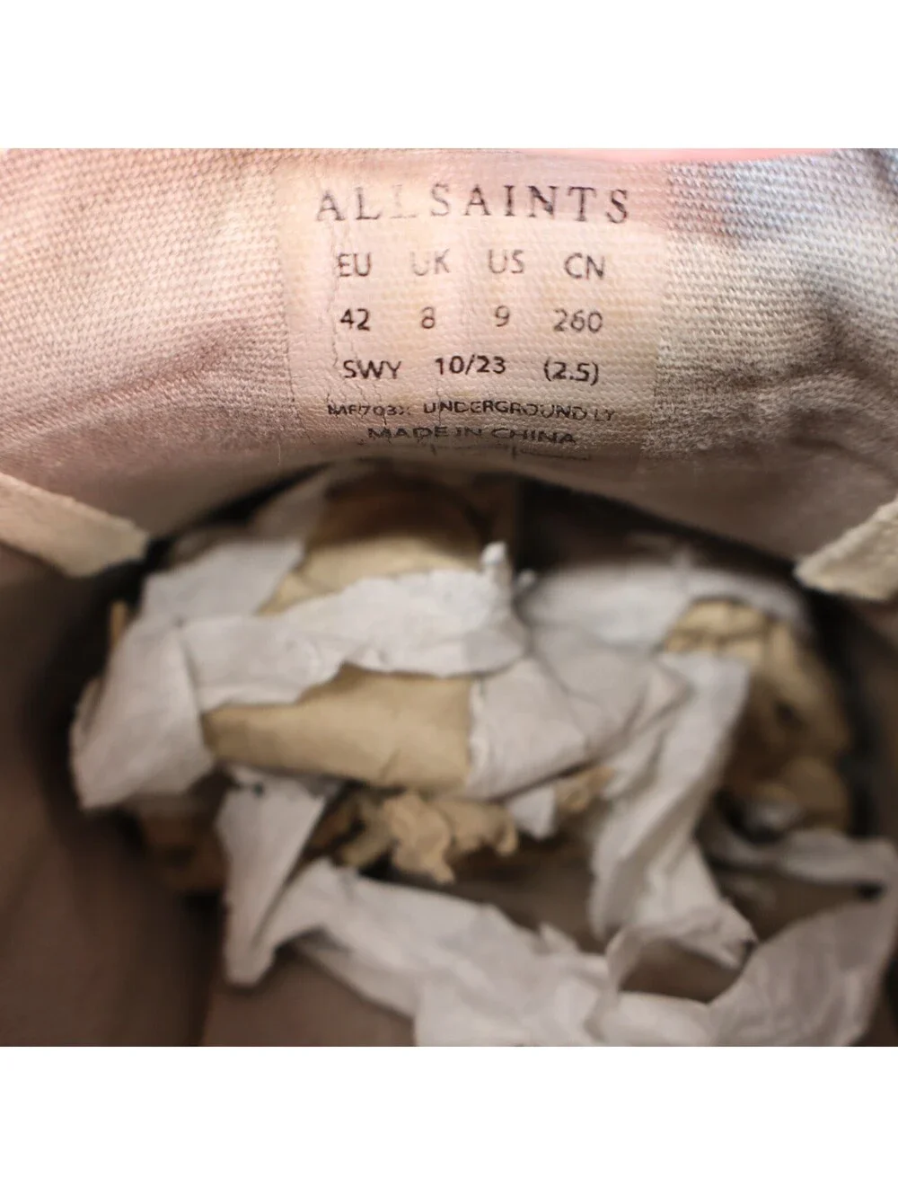 ALL SAINTS Underground Low Top Beige Men Sz 9 Canvas Shoes